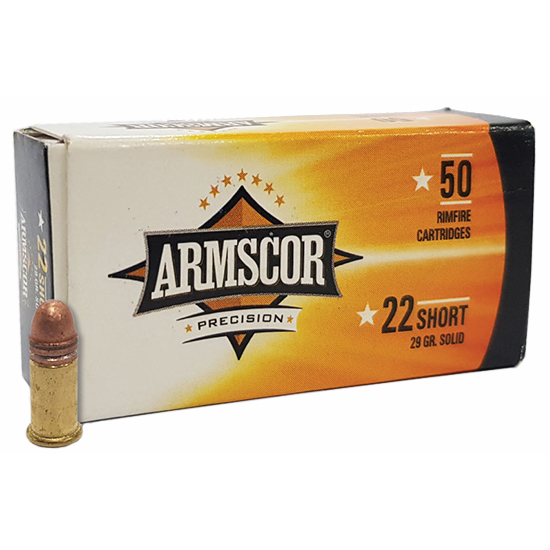 ARMSCOR AMMO 22SHORT 29GR COPPER PLATE 50/100 - Ammunition